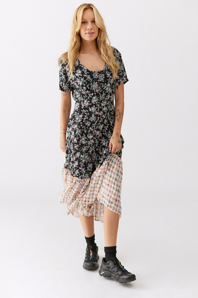 Robe Grunge Maille Urban Outfitters Effie Floral - Taille S - Style Années 90