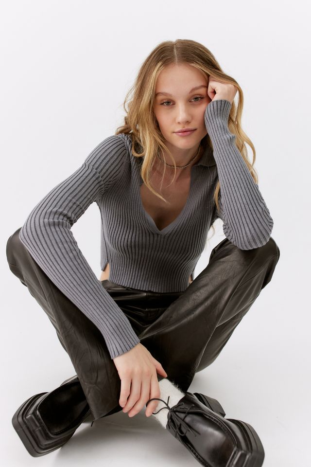 BDG Jude Ribbed Collared Sweater #3