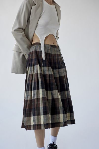 Urban Renewal Vintage Plaid Pleated Maxi Skirt Urban Outfitters 