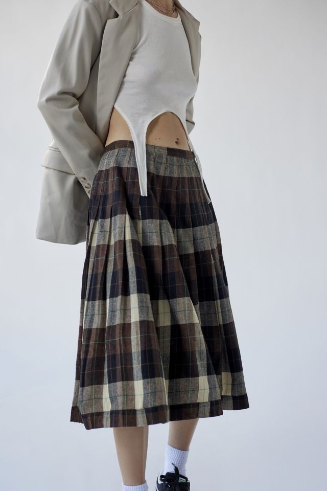 Urban Renewal Vintage Plaid Pleated Maxi Skirt