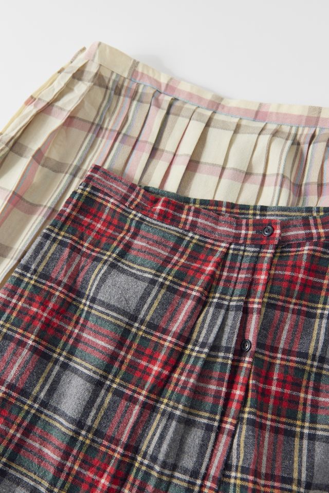 Urban Renewal Vintage Plaid Pleated Maxi Skirt