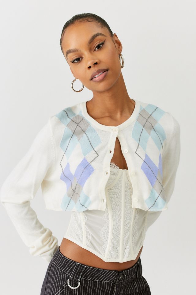 Cropped argyle clearance sweater