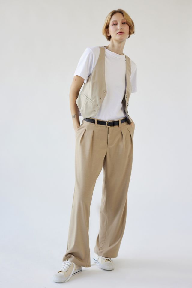 UO Martina Linen Low-Rise Trouser Pant