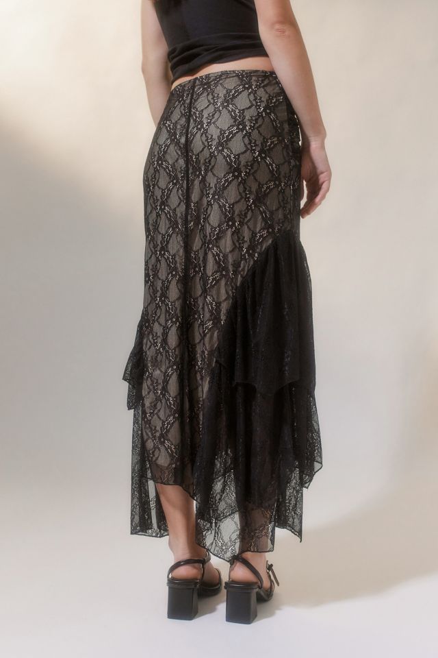 UO CJ Lace Ruffle Midi Skirt #1