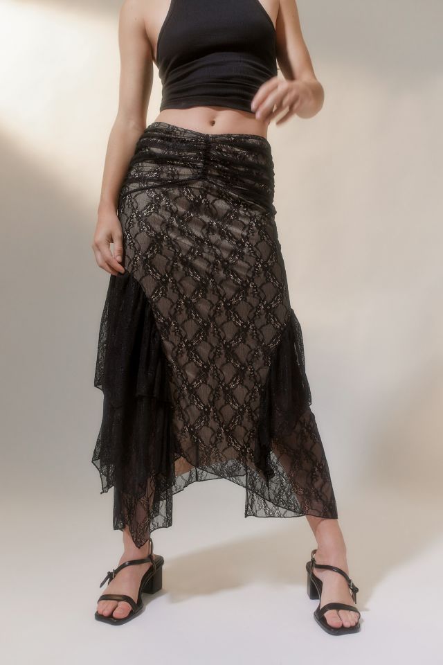 UO CJ Lace Ruffle Midi Skirt #3
