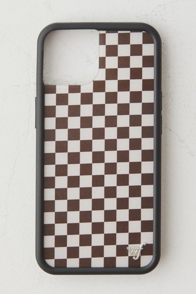 Wildflower Brown Checkered iPhone Case