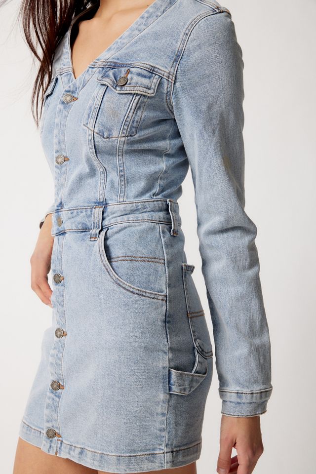 GUESS ORIGINALS Danielle Long Sleeve Denim Mini Dress | Urban Outfitters