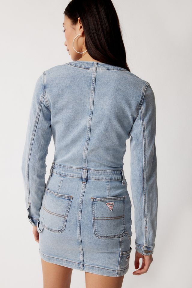 white christmas dresses Guess Factory Eco Deanna Belted Denim Dress
