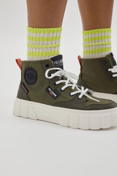 PALLADIUM PALLATOWER HI PLATFORM SNEAKER IN OLIVE NIGHT, WOMEN'S AT URBAN OUTFITTERS