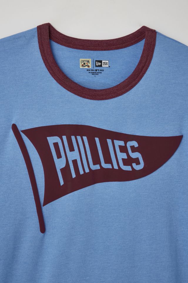 Phillies Phillies Womens Light Blue Contrast Long Sleeve Crew Sweatshirt