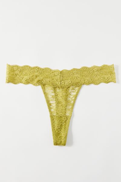 Out From Under Lace Low-rise Thong In Light Green
