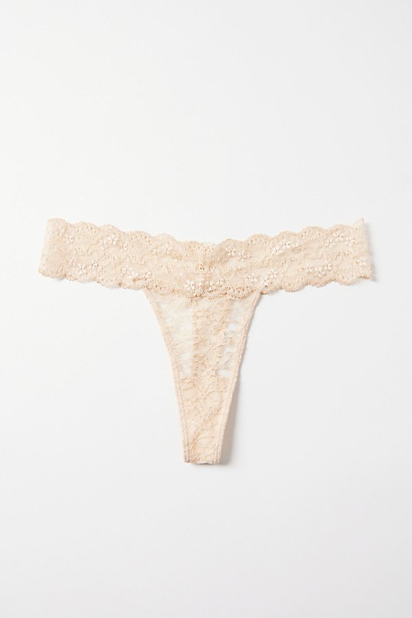 Out From Under Lace Low-rise Thong In Beige