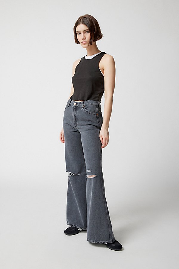 WRANGLER WANDERER FLARE JEAN - HEART PATCH IN BLACK, WOMEN'S AT URBAN OUTFITTERS