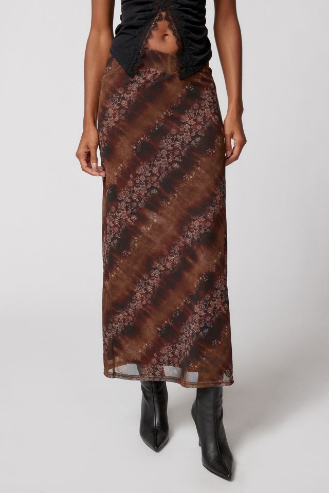 UO Gwen Printed V-Front Midi Skirt #1