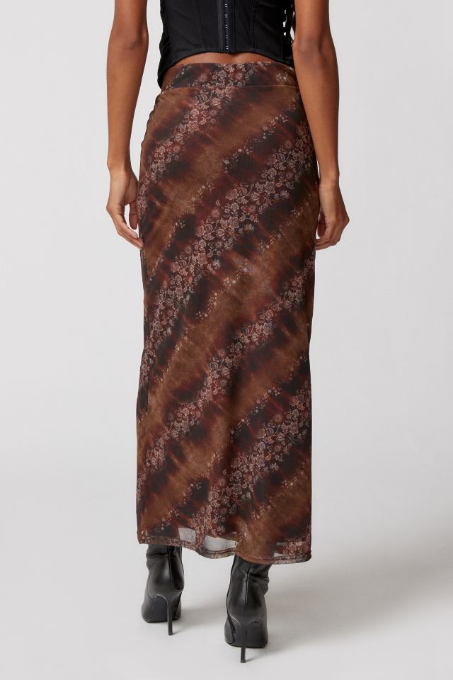 UO Gwen Printed V-Front Midi Skirt #3