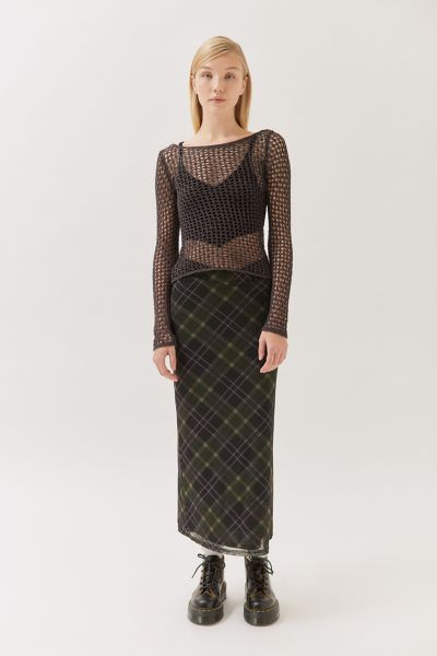 Urban Outfitters Uo Gwen Printed V-front Midi Skirt In Brown Multi