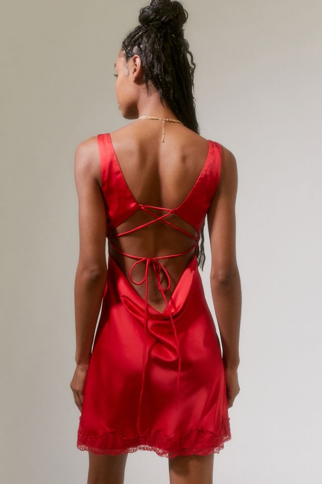 Love Triangle Moonlit Satin & Lace Mini Dress #1