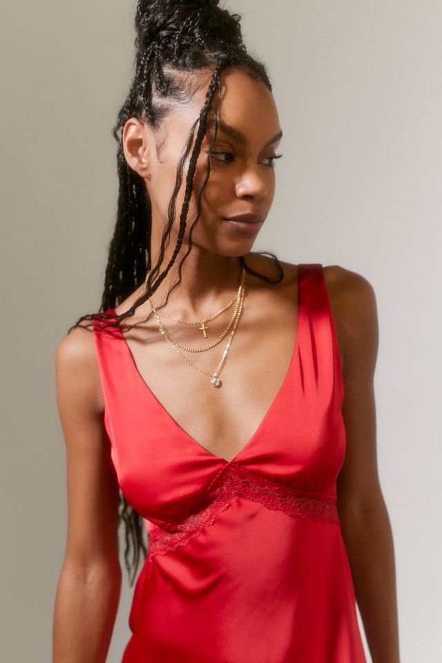 Love Triangle Moonlit Satin & Lace Mini Dress #3
