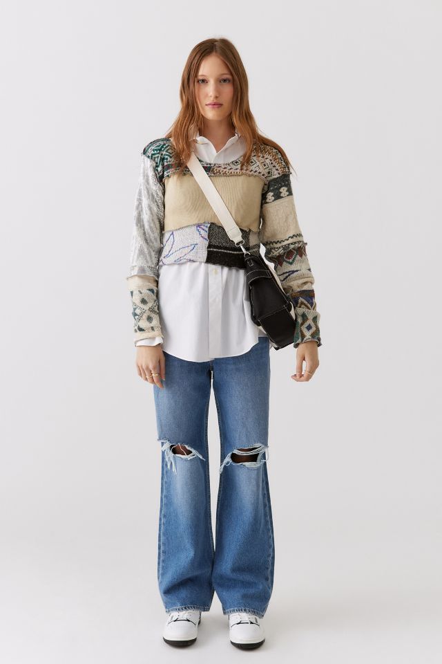 Urban Renewal Remade Pieced Cropped Sweater #2