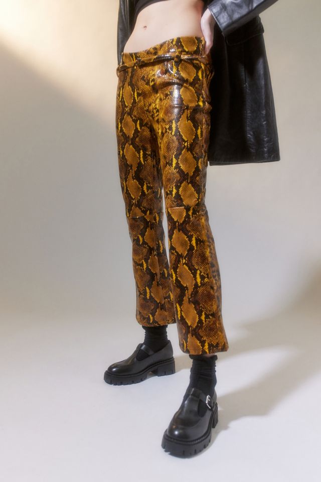 Python Brown Snakeskin Pants in Slim Fit