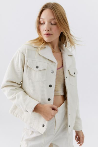 Urban Outfitters Uo Melanie Corduroy Sherpa Jacket In Ivory