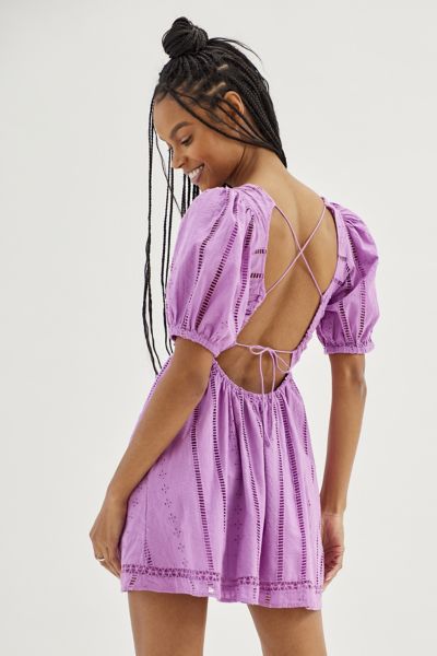 Purple eyelet hot sale dress