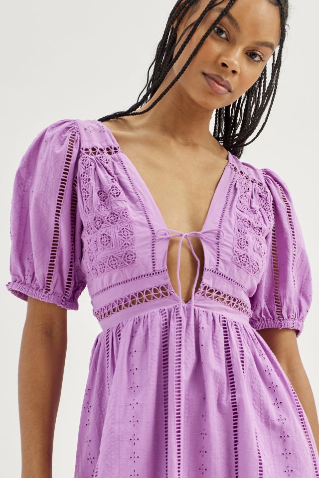 UO Marlee Eyelet Puff Sleeve Mini Dress #2