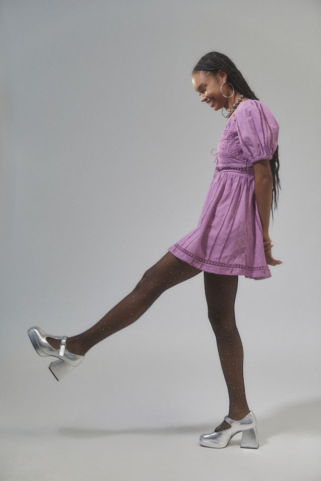UO Marlee Eyelet Puff Sleeve Mini Dress #4