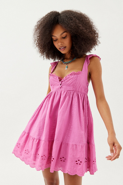 lavender fields lace babydoll dress Paulette Floral Crochet Lace Mini Dress in White main image 1