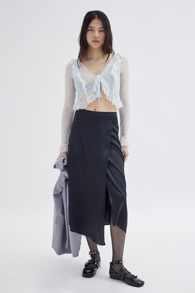 Urban outfitters black outlet satin skirt