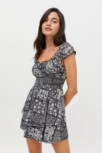 Uo Rosie Mesh Romper Urban Outfitters