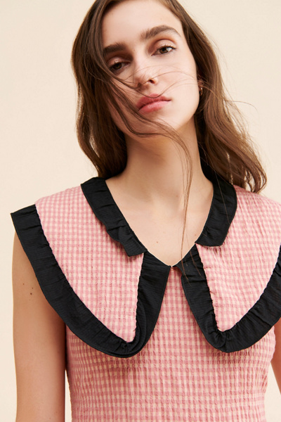 Ghospell Lease Gingham Midi Dress