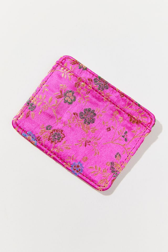 Kara Embroidered Satin Cardholder | Urban Outfitters
