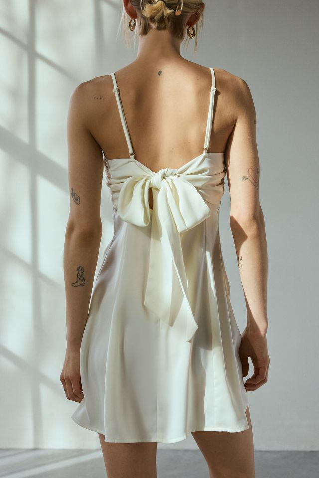 UO Bella Bow-Back Satin Mini Dress #1