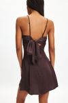 UO Bella Bow-Back Satin Mini Dress