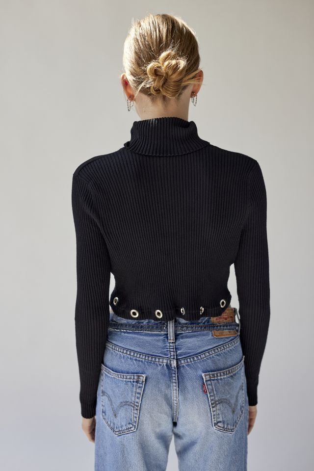 Urban Renewal Remade Cropped Grommet Rib Turtleneck Top #2