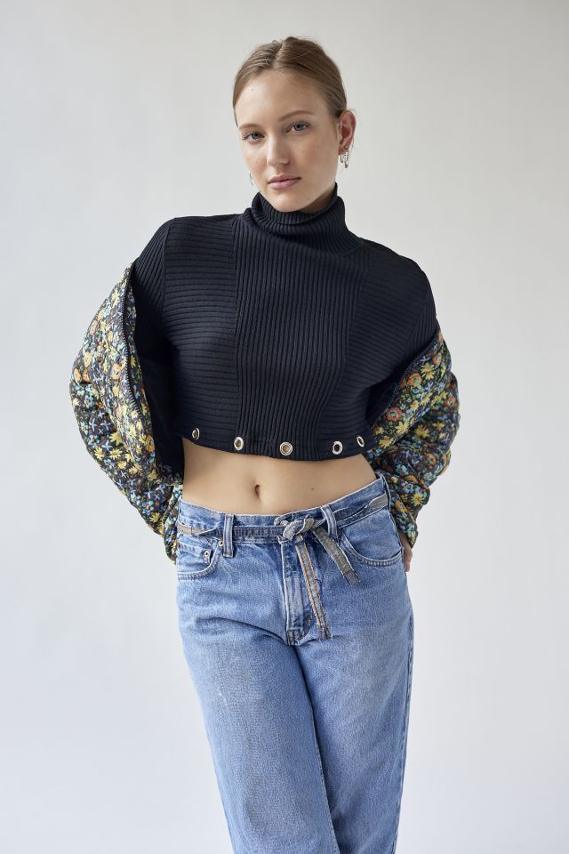 Urban Renewal Remade Cropped Grommet Rib Turtleneck Top #3