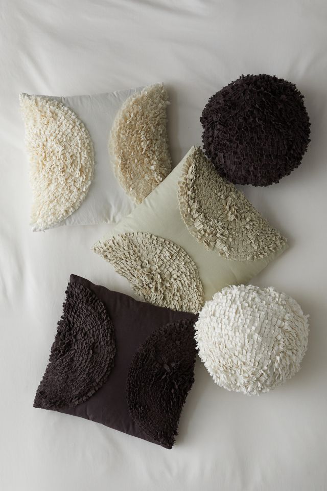 Raw Edge Shag Throw Pillow #4