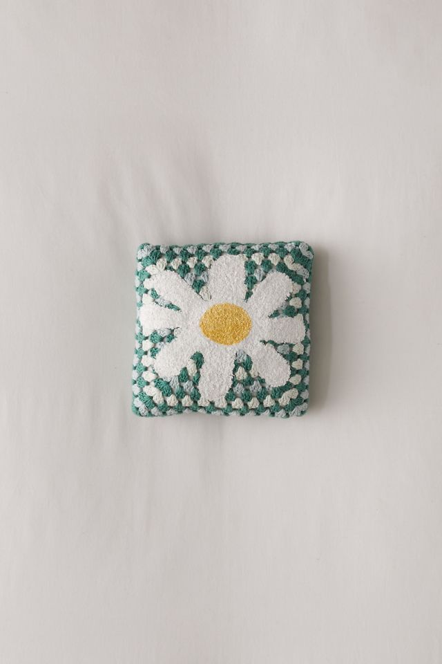 Flower Mini Crochet Throw Pillow #2