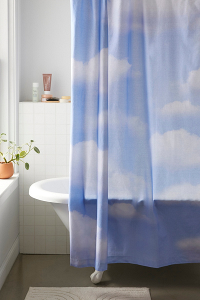 Cloud Pattern Print Bathroom Shower Curtain