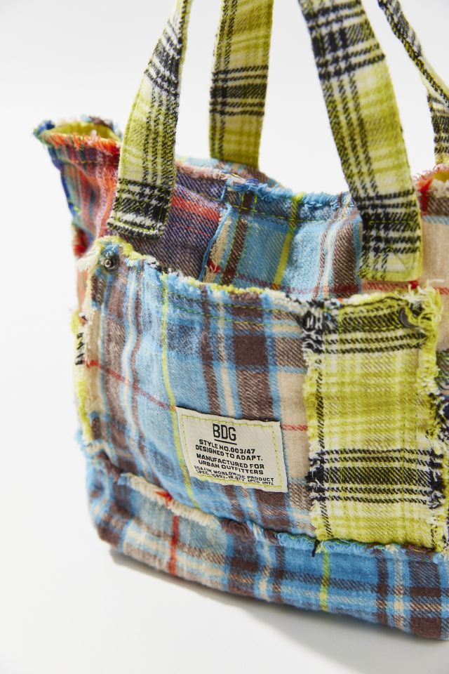 BDG Flannel Patchwork Mini Tote Bag #1