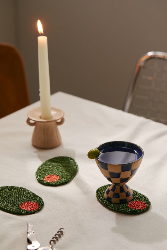 Ensemble de sous-verres perlés Olive #1