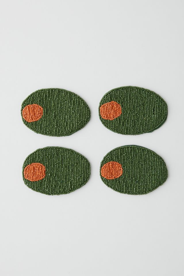 Ensemble de sous-verres perlés Olive #2