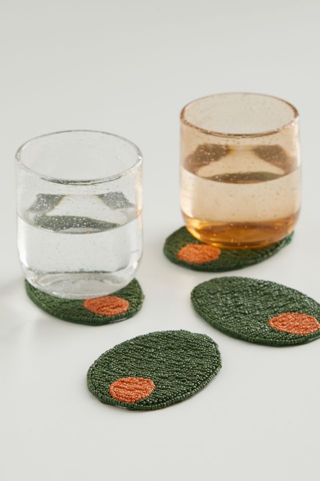 Ensemble de sous-verres perlés Olive #3