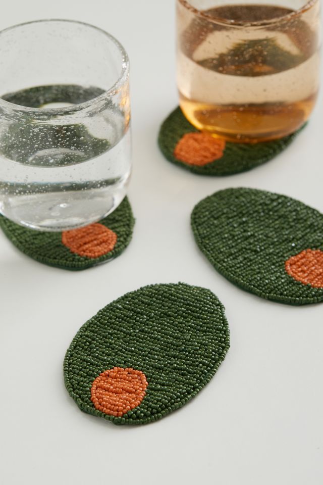 Ensemble de sous-verres perlés Olive #4