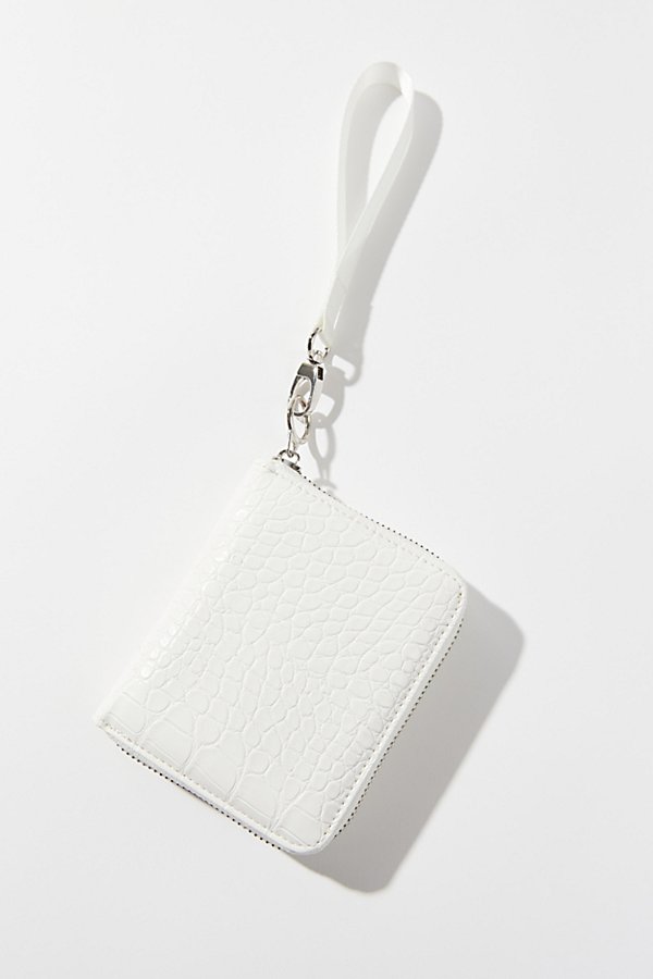 Urban Outfitters Uo Croc-embossed Wristlet Wallet In White