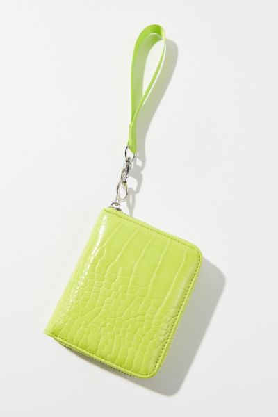 Urban Outfitters Uo Croc-embossed Wristlet Wallet In Lime
