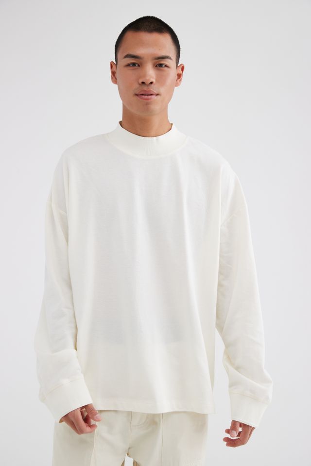 Relaxed Fit Mock neck T-Shirt, White