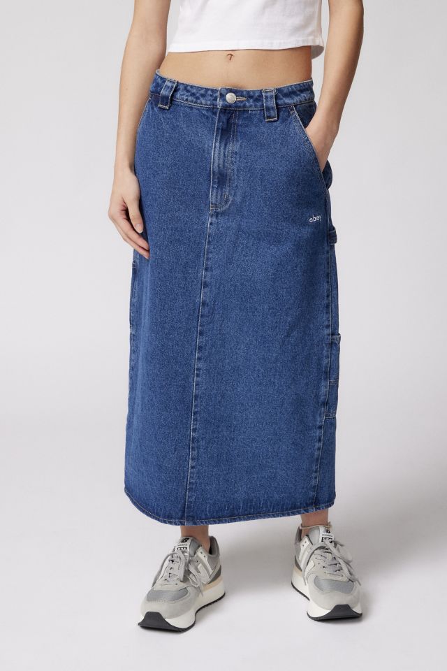 OBEY Juniper Embroidered Denim Midi Skirt #1
