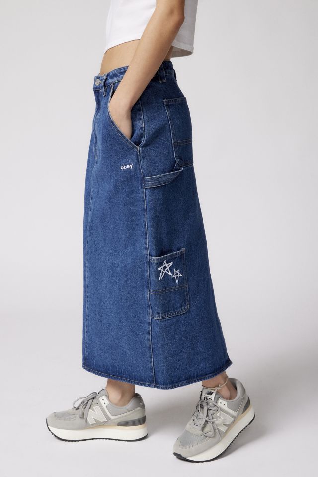 OBEY Juniper Embroidered Denim Midi Skirt #2